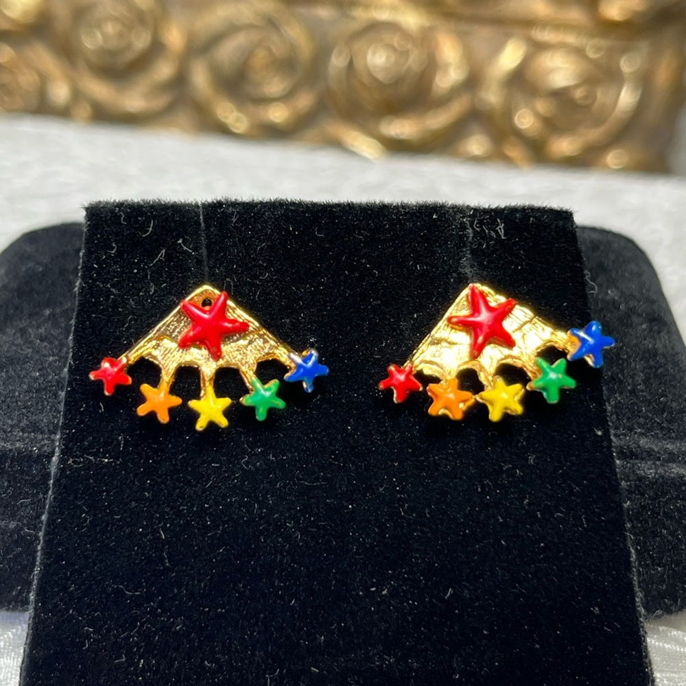 80’s Vintage Rainbow Bright Earrings